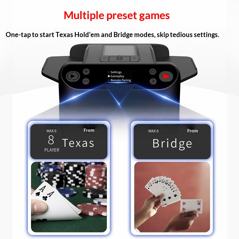 Board Game Hotel - آلة خلط البطاقات الأوتوماتيكية تعمل بالبطارية